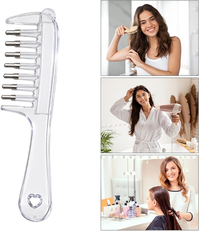 Clear Wide-Tooth Hair Detangling & Styling Comb with Ergonomic Handle