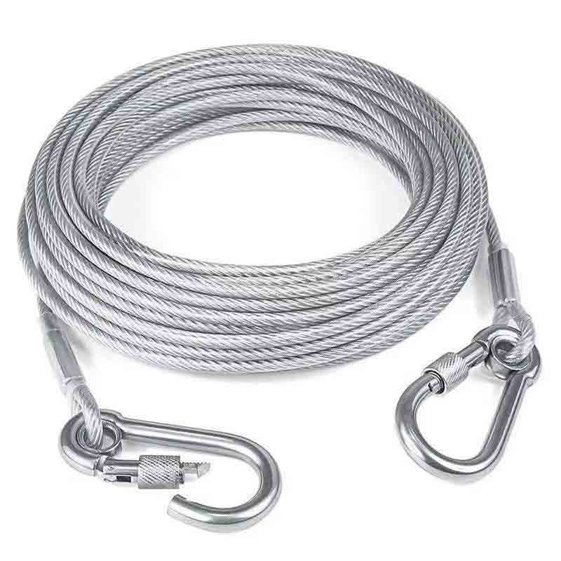 Heavy Duty Stainless Steel Wire Rope with Carabiner Hooks – Anti-Rust Multipurpose Steel Cable for Clothesline, Hanging & Security